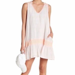 FREE PEOPLE WOMENS RUN WITH ME SLEEVELESS MINI DRESS DROP WAIST MEDIUM WHITE